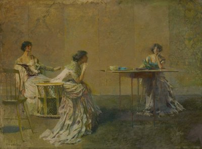 Der Klatsch, ca. 1907 von Thomas Wilmer Dewing